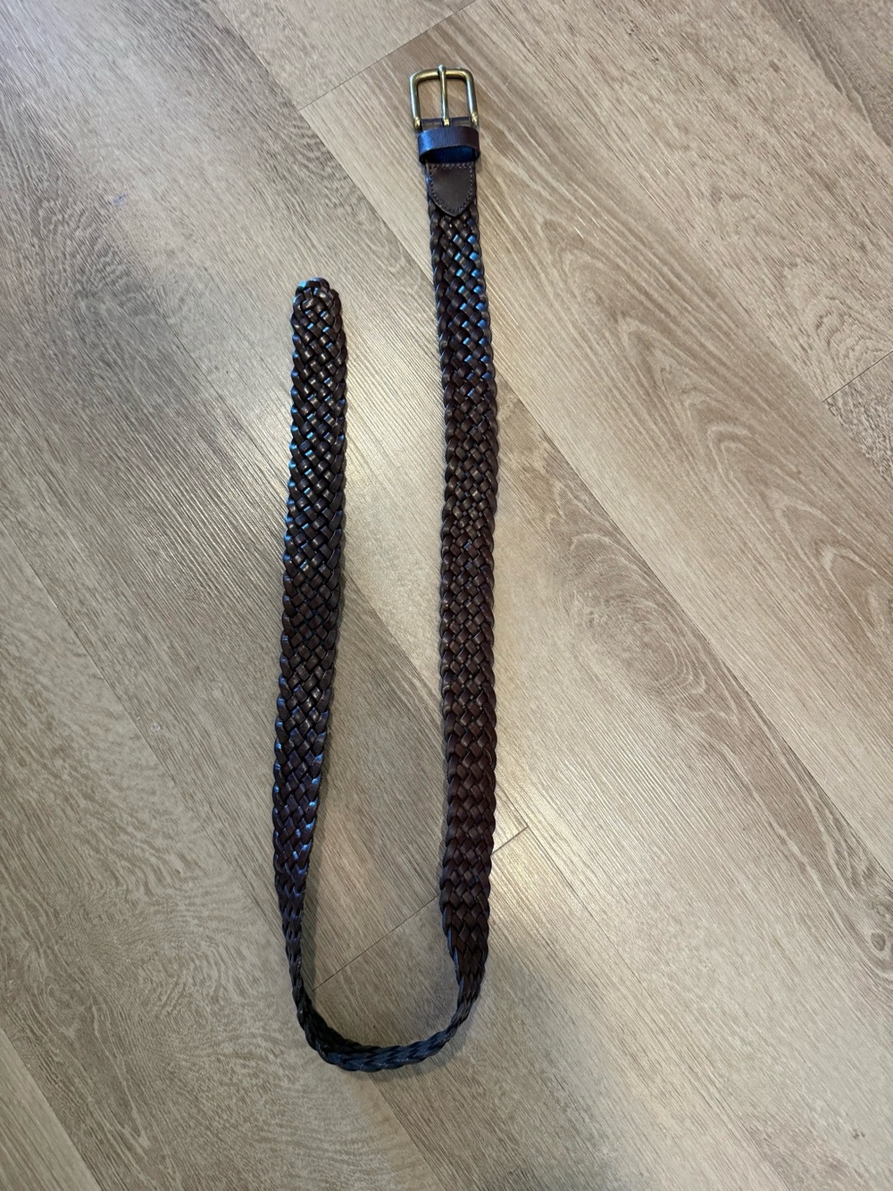 Madewell Braided Leather Belt - Dark Brown with Brass Buckle